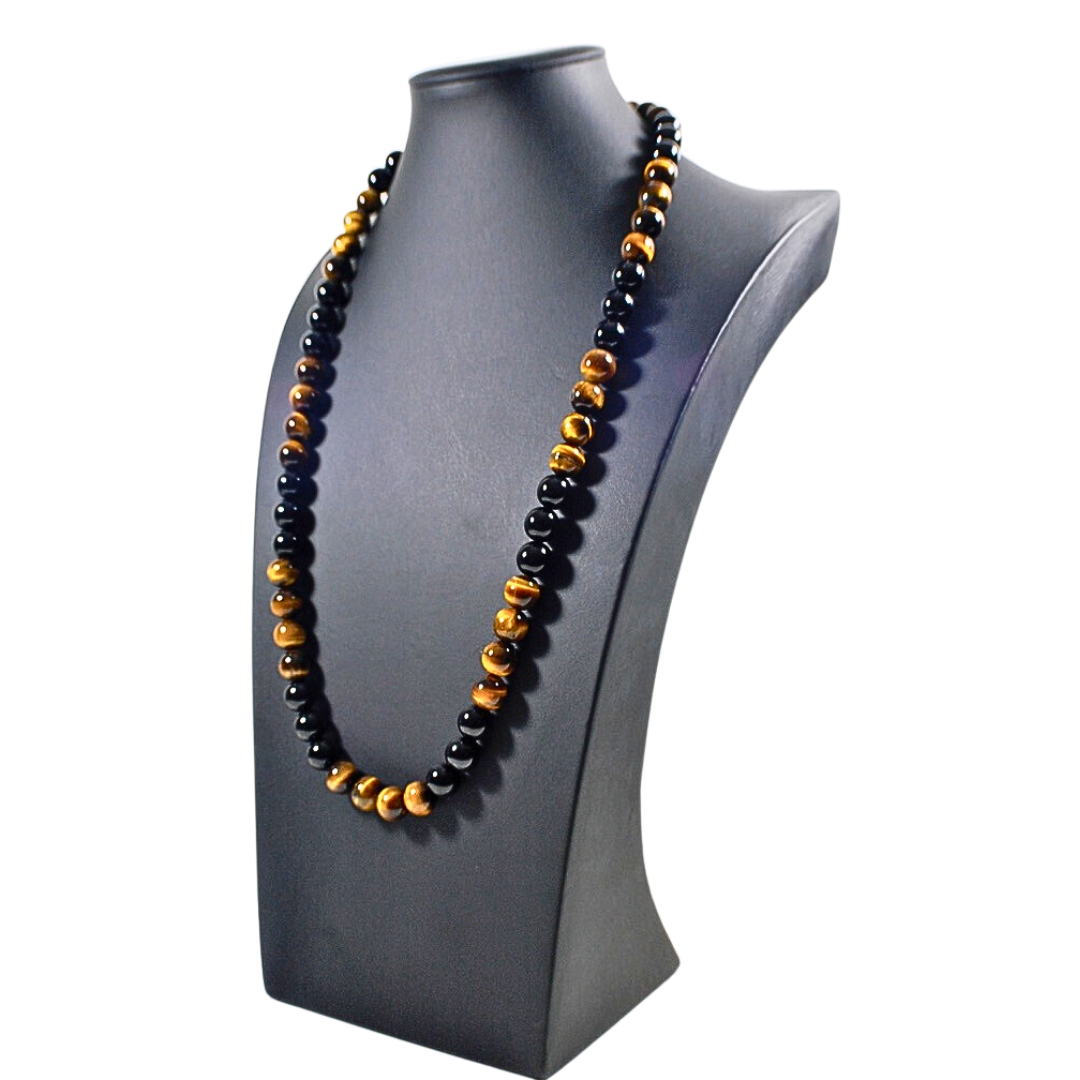 Tiger Eye and Onyx Necklace