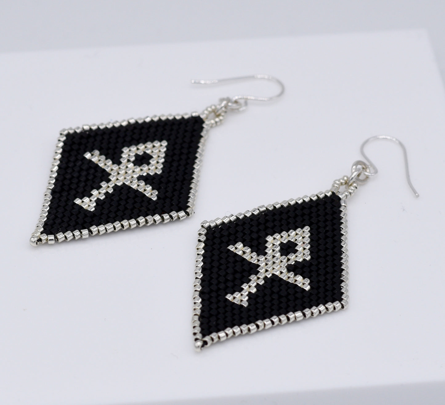 Stushlery Brick Stitch Ankh Earrings