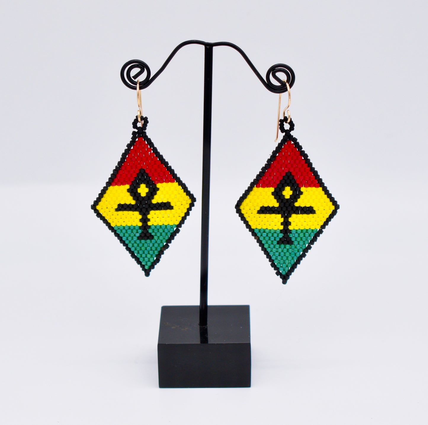 Stushlery Brick Stitch Ankh Earrings