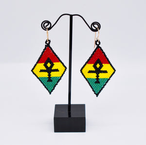 Stushlery Brick Stitch Ankh Earrings